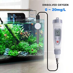RCYAGO Dissolved Oxygen Meter with DO Probe, DO Meter Water Quality Monitor Freshwater Aquarium Test Kit, Digital Dissolved Meter Portable Pen Type Meter, 0.0-20.0mg/L ±0.3mg/L