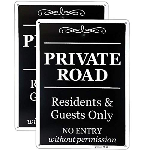 2 Pack Private Road Sign, Residents & Guests Only Access, No Entry Without Permission 14x10 Inch UV Printed Aluminum for Residents & Visitors, Fade-Resistant, Weatherproof