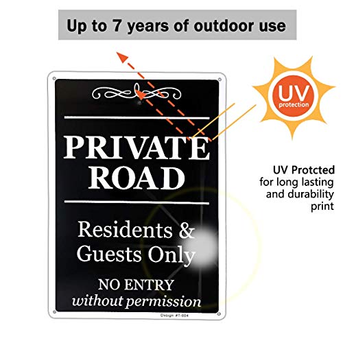 2 Pack Private Road Sign, Residents & Guests Only Access, No Entry Without Permission 14x10 Inch UV Printed Aluminum for Residents & Visitors, Fade-Resistant, Weatherproof