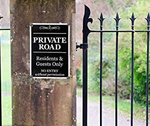 2 Pack Private Road Sign, Residents & Guests Only Access, No Entry Without Permission 14x10 Inch UV Printed Aluminum for Residents & Visitors, Fade-Resistant, Weatherproof