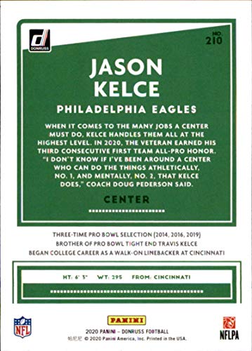 2020 Donruss #210 Jason Kelce Philadelphia Eagles Football Card