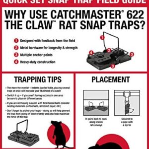 Catchmaster The Claw Quick Set Rat Snap Trap 6-Pk, Mouse Traps Indoor for Home, Reusable Rodent Killer for House, Outdoor Critter Catcher, Eco Friendly Pest Control for Garage, Basement, & Kitchen