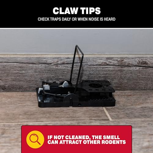 Catchmaster The Claw Quick Set Rat Snap Trap 6-Pk, Mouse Traps Indoor for Home, Reusable Rodent Killer for House, Outdoor Critter Catcher, Eco Friendly Pest Control for Garage, Basement, & Kitchen