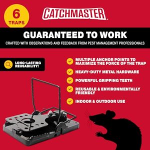 Catchmaster The Claw Quick Set Rat Snap Trap 6-Pk, Mouse Traps Indoor for Home, Reusable Rodent Killer for House, Outdoor Critter Catcher, Eco Friendly Pest Control for Garage, Basement, & Kitchen