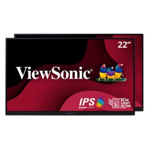 viewsonic va2256-mhd_h2 dual pack head-only 1080p ips monitors with ultra-thin bezels, hdmi, displayport and vga for home and office,black