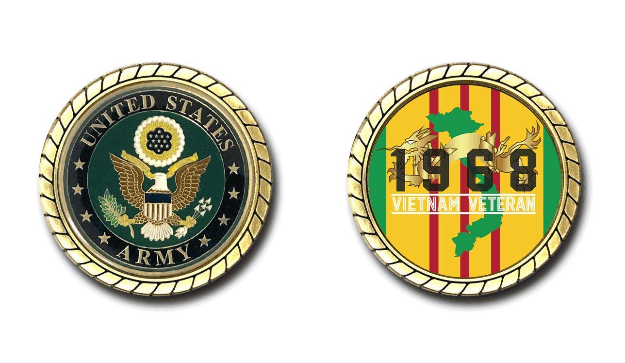 US Army Vietnam Veteran 1968 Challenge Coin - Officially Licensed