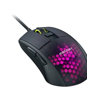 ROCCAT Burst Pro PC Gaming Mouse, Optical Switches, Super Lightweight Ergonomic Wired Computer Mouse, RGB Lighting, Titan Scroll Wheel, Honeycomb Shell, Claw Grip, Owl-Eye Sensor, 16K DPI, Black