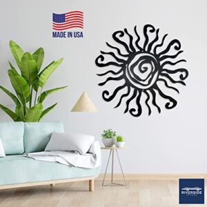 Riverside Designs Wacky Sun Metal Wall Art Indoor/Outdoor Decor - 18" Black Rust Proof Wall Sculpture - Made in USA - Ideal for Bedroom, Garden, Home, Patio and Farmhouse