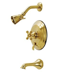 kingston brass kb36370ax restoration tub and shower faucet, brushed brass 7.13 x 7.5 x 4.94