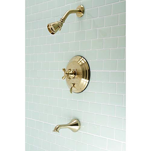 Kingston Brass KB36370AX Restoration Tub and Shower Faucet, Brushed Brass 7.13 x 7.5 x 4.94