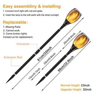 Permande Solar Torch Light with Extension Rod, Solar Lights Outdoor with Flickering Flame, Waterproof Outdoor Lighting Fire Pathway Lights Landscape Decoration for Garden Yard Lawn Patio, 8Pack