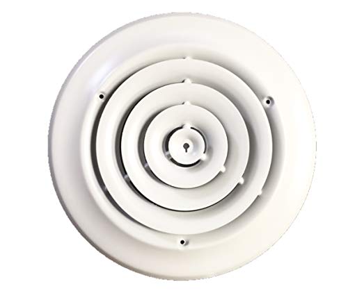 HBW 8" Round Ceiling Diffuser White Powder Coated with Outside Dimension of 12" Fitting in 8" Duct