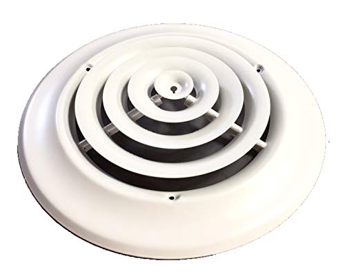 HBW 8" Round Ceiling Diffuser White Powder Coated with Outside Dimension of 12" Fitting in 8" Duct