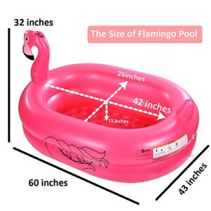 Kiddie Pool, Inflatable Pool, Flamingo Swimming Pool with Inflatable Soft Floor for Outdoor, Indoor, Backyard (60 in)