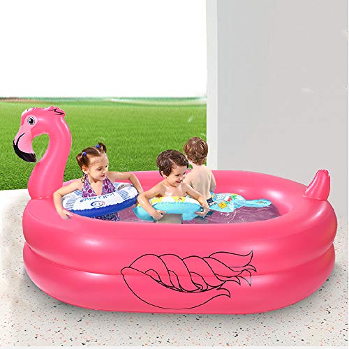 Kiddie Pool, Inflatable Pool, Flamingo Swimming Pool with Inflatable Soft Floor for Outdoor, Indoor, Backyard (60 in)