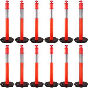 vevor 12pack traffic delineator posts 44 inch height, channelizer cones post kit 10 inch reflective band, delineators post with rubber base 16 inch for construction sites, facility management etc