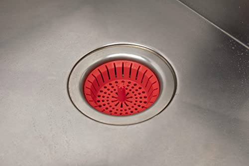 Dripsie Sink Strainer - Clog-Resistant and Flexible - Universal Kitchen Sink Drain Strainer - Made in The USA (1-Pack Red)