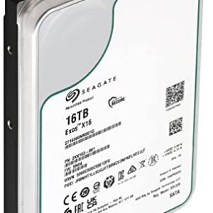 Seagate 16TB HDD Exos X16 7200 RPM 512e/4Kn SATA 6Gb/s 256MB Cache 3.5-Inch Enterprise Hard Drive (ST16000NM001G) (Renewed)