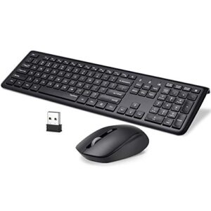 silent keyboard and mouse wireless combo, topmate 2.4g super quiet slim keyboard mice set with calculator button, mute mouse and noiseless keyboard with aa(a) batteries, for pc/laptop/windows