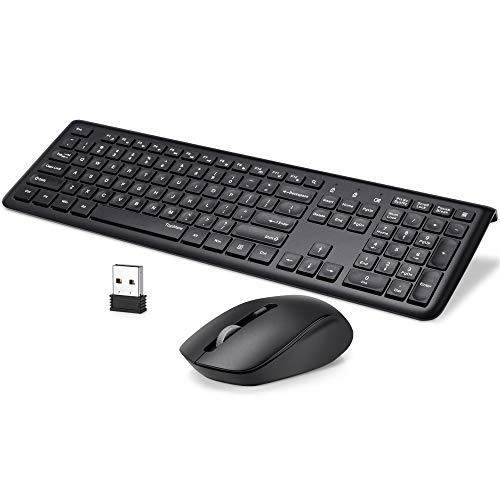 Silent Keyboard and Mouse Wireless Combo, TopMate 2.4G Super Quiet Slim Keyboard Mice Set with Calculator Button, Mute Mouse and Noiseless Keyboard with AA(A) Batteries, for PC/Laptop/Windows