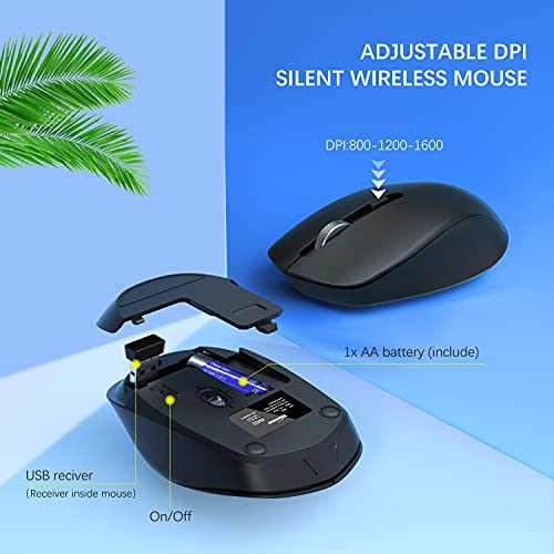 Silent Keyboard and Mouse Wireless Combo, TopMate 2.4G Super Quiet Slim Keyboard Mice Set with Calculator Button, Mute Mouse and Noiseless Keyboard with AA(A) Batteries, for PC/Laptop/Windows