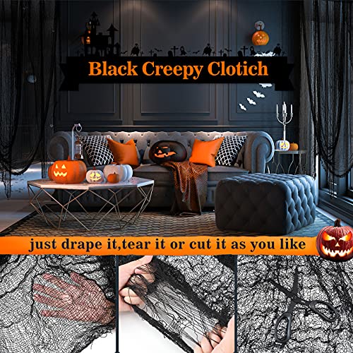 Cyantor Halloween Creepy Cloth Black 80×400inch - Halloween Decorations Clearance - Creepy Spooky Halloween Decorations Outdoor Indoor