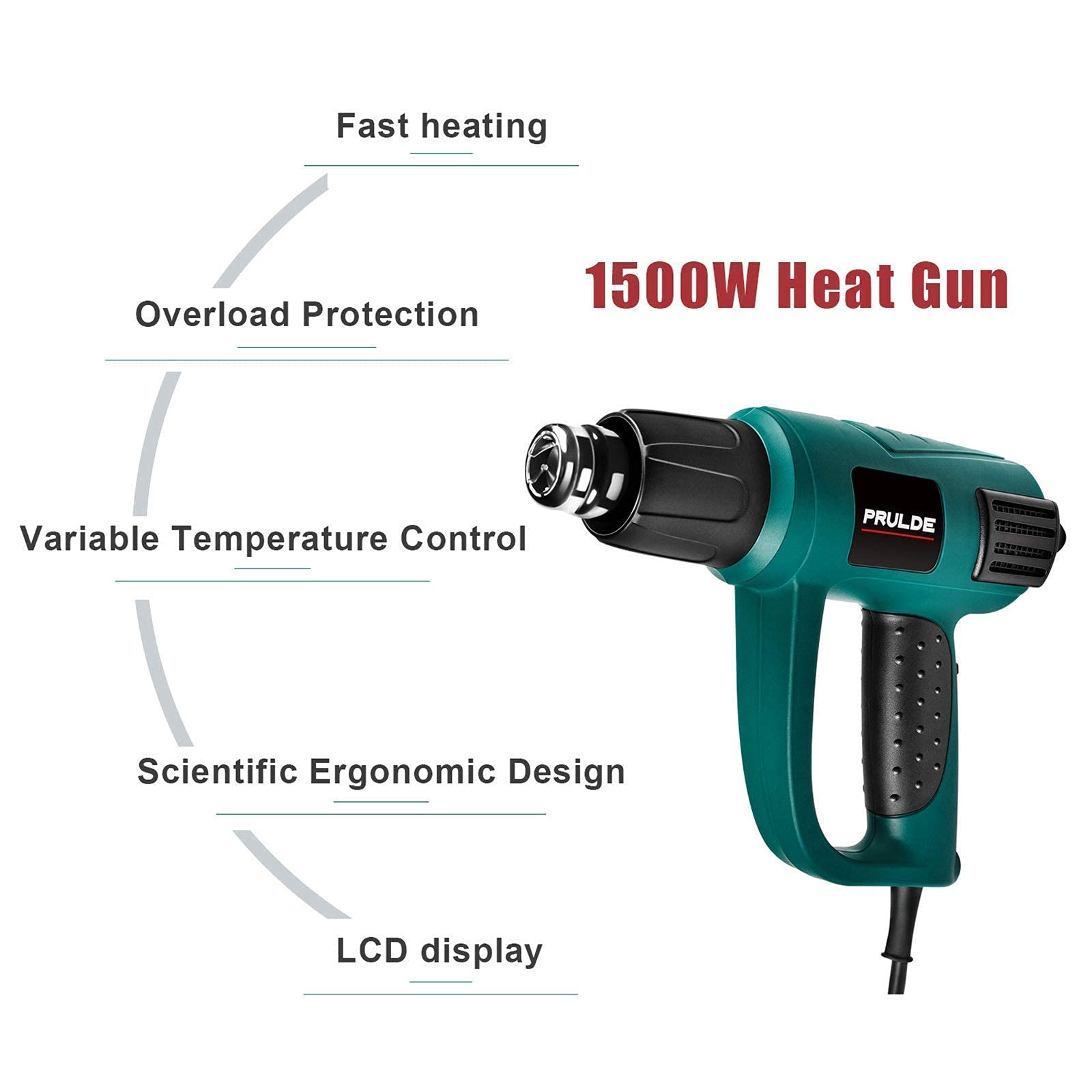 Electric Brad Nailer（1/4'' Narrow Crown Staples 400pcs and Nails 100pcs Included) and Variable Temperature Heat Gun with LCD Digital Display and 6 Nozzles Attachments