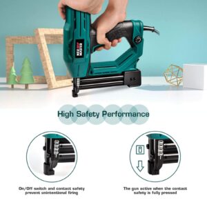 Electric Brad Nailer（1/4'' Narrow Crown Staples 400pcs and Nails 100pcs Included) and Variable Temperature Heat Gun with LCD Digital Display and 6 Nozzles Attachments