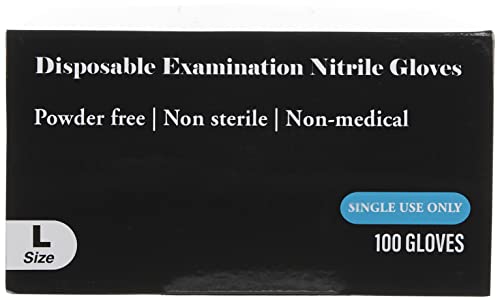 SereneLife Large Size Nitrile Disposable Latex & Powder Free Gloves - Great for Kitchens, Food Handling & Cleaning Supplies - Soft & Comfortable fit - Vinyl & Nitrile blend - 100 Pack
