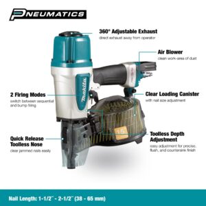 Makita AN613 Pneumatic 15° 2-1/2" Siding Coil Nailer