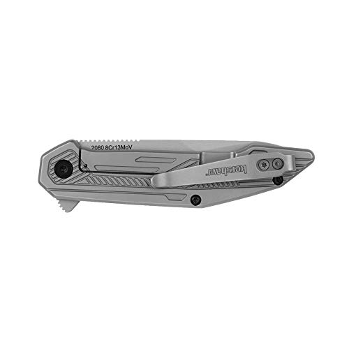Kershaw Terran EDC Pocket Knife, 3.125" 8Cr13MoV Steel Drop Point Blade, Assisted Flipper Folding Knife,Silver