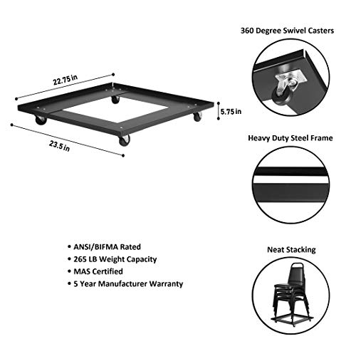 OEF Furnishings Heavy Duty Banquet and Stack Chair Storage and Transport Dolly, 22.75"W X 23.5"D
