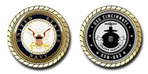 uss cincinnati ssn-693 us navy submarine challenge coin - officially licensed