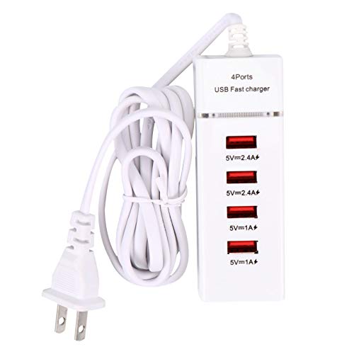 Scicalife Desktop USB Charging Station 4 Ports USB Charger Portable Fast Charging Surge Protector Power Strip for Smartphone Tablet Laptop Computer(White,US Plug)