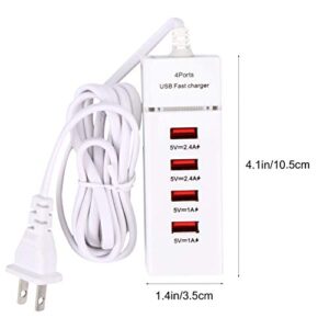 Scicalife Desktop USB Charging Station 4 Ports USB Charger Portable Fast Charging Surge Protector Power Strip for Smartphone Tablet Laptop Computer(White,US Plug)