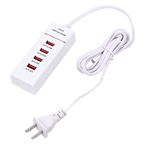 Scicalife Desktop USB Charging Station 4 Ports USB Charger Portable Fast Charging Surge Protector Power Strip for Smartphone Tablet Laptop Computer(White,US Plug)