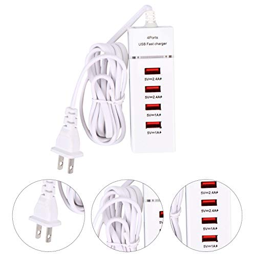 Scicalife Desktop USB Charging Station 4 Ports USB Charger Portable Fast Charging Surge Protector Power Strip for Smartphone Tablet Laptop Computer(White,US Plug)