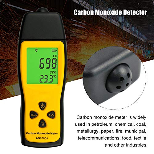 Handheld Carbon Meter, Portable Precision Detector LCD Digital Display Multipurpose Gas Monitor Tester, 0-1000ppm (Battery Not Included)