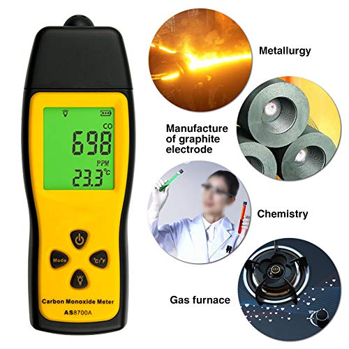 Handheld Carbon Meter, Portable Precision Detector LCD Digital Display Multipurpose Gas Monitor Tester, 0-1000ppm (Battery Not Included)