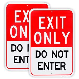 2-pack large exit only do not enter sign, 18"x 12" .04" aluminum reflective sign rust free aluminum-uv protected and weatherproof