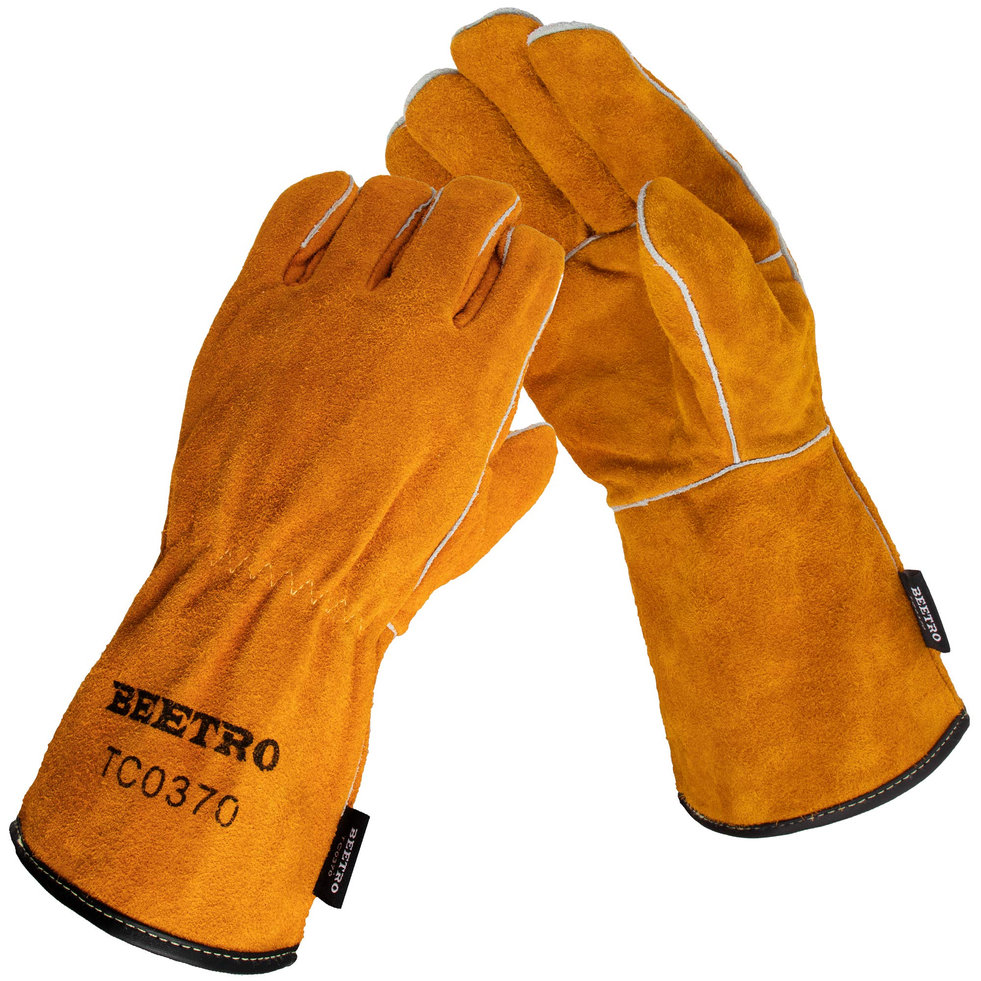 BEETRO Welding Gloves, 1 Pair, Brown, Unisex, Protective Glove