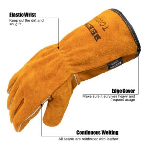 BEETRO Welding Gloves, 1 Pair, Brown, Unisex, Protective Glove