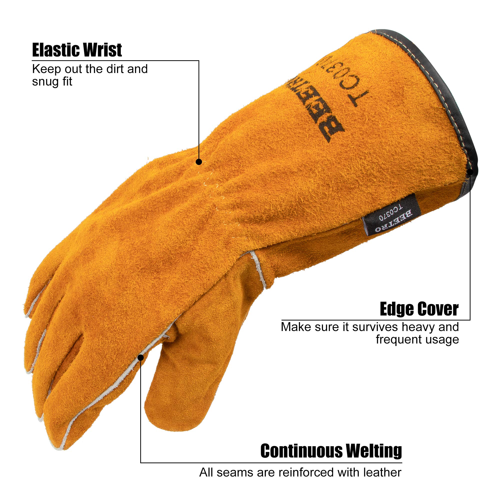 BEETRO Welding Gloves, 1 Pair, Brown, Unisex, Protective Glove