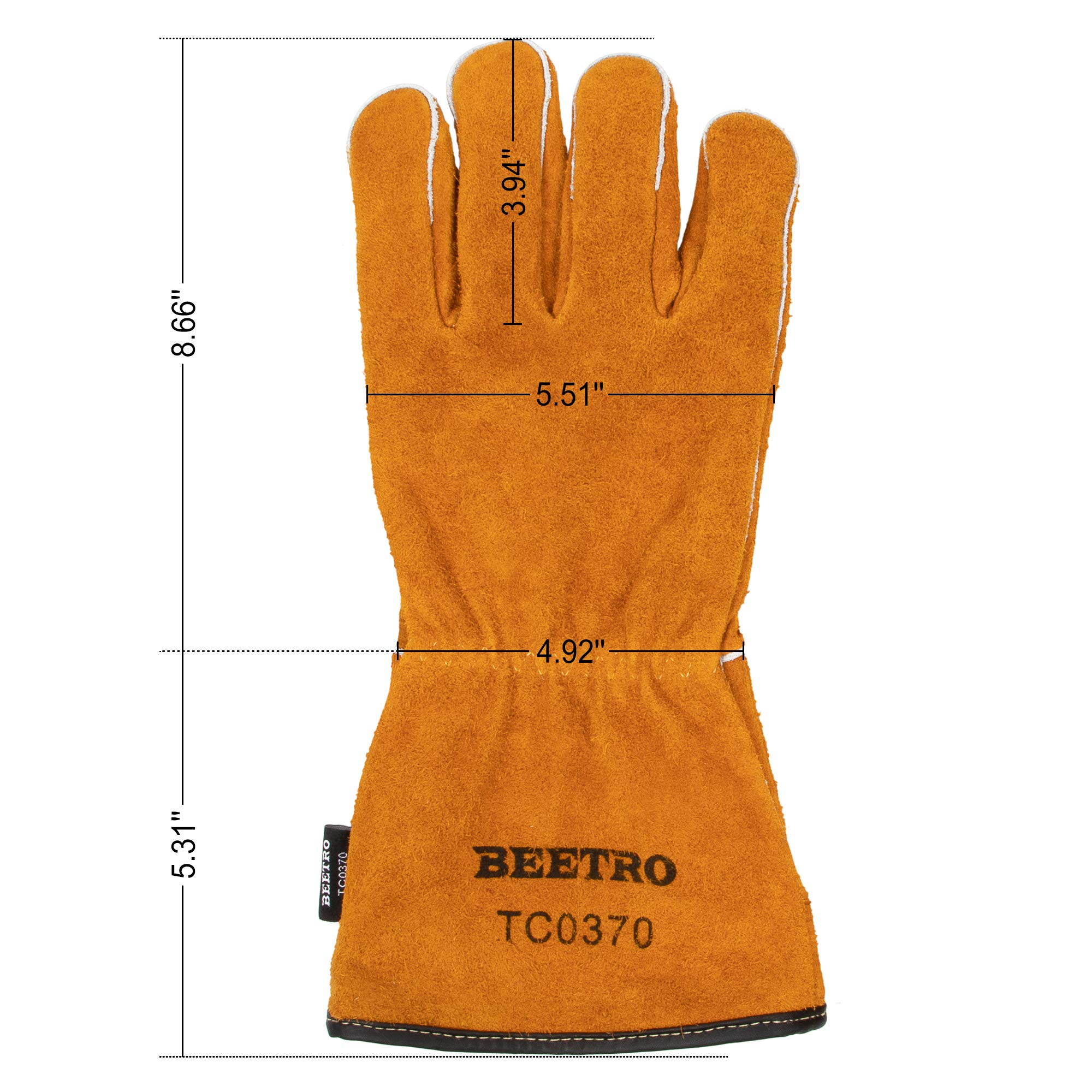 BEETRO Welding Gloves, 1 Pair, Brown, Unisex, Protective Glove