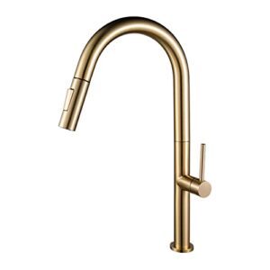 Fine Fixtures Pull Down Single Handle Kitchen Faucet Satin Brass