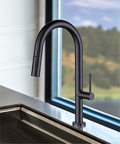Fine Fixtures Pull Down Single Handle Kitchen Faucet Satin Brass