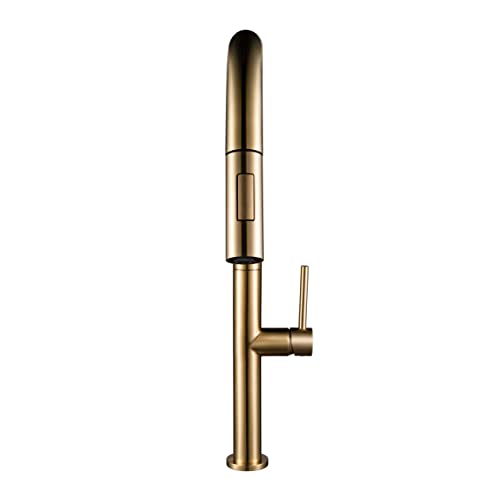 Fine Fixtures Pull Down Single Handle Kitchen Faucet Satin Brass