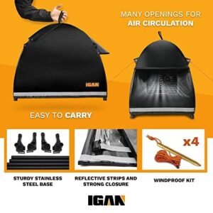 IGAN Small Inverter Generator Tent Cover While Running, Compatible for Honda and Most 1000~2300 Watts Generators, Portable Outdoor All-Weather Tarpaulin Cover for Rain, Black