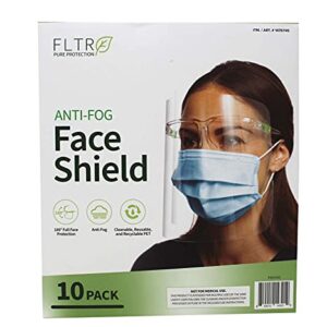 FLTR Pure Protection Anti-Fog Face Shields 10-pack Barrier Comfort