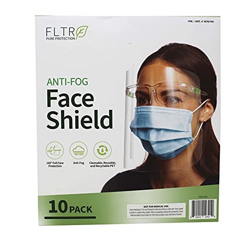 FLTR Pure Protection Anti-Fog Face Shields 10-pack Barrier Comfort